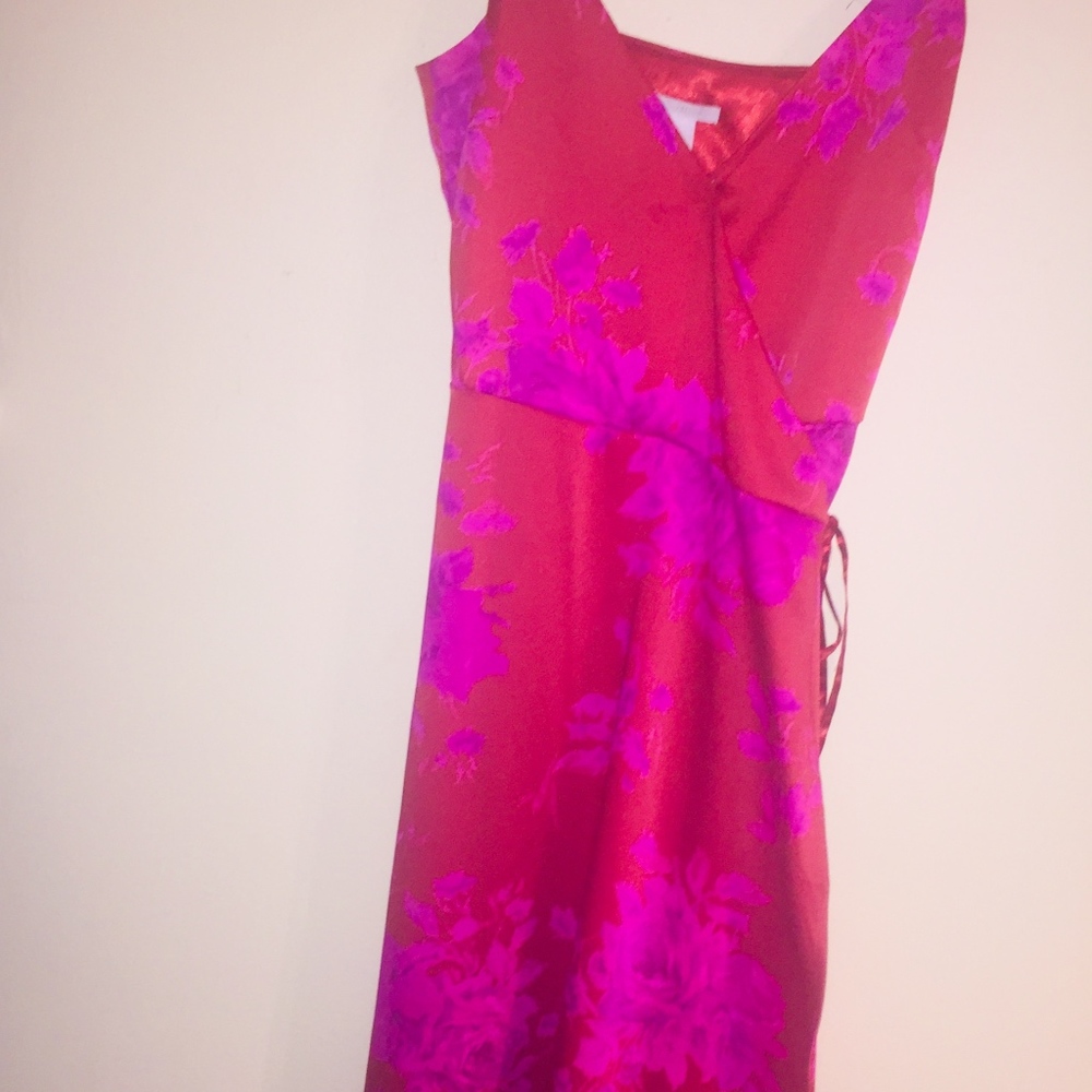 Brand New Floral Print Asymmetric Wrap Dress